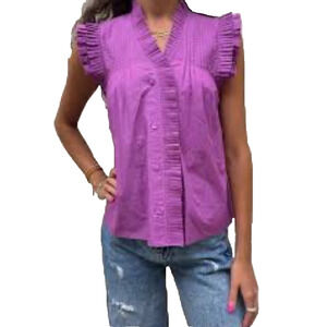 Love The Label Anthropologie Dana Top Size XS Rosebud Purple Ruffled Shirt $176